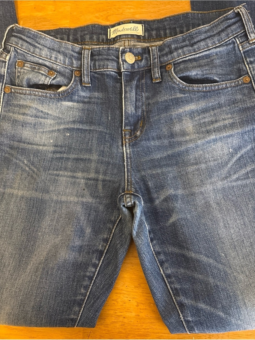 Madewell Jeans Women’s 26 The Slim Boy Jean Stretch Distressed Denim Straight - Picture 7 of 9